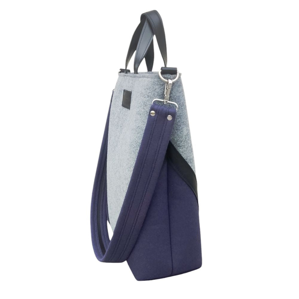 Sac à main élégant - feutre de laine - gris bleu marine