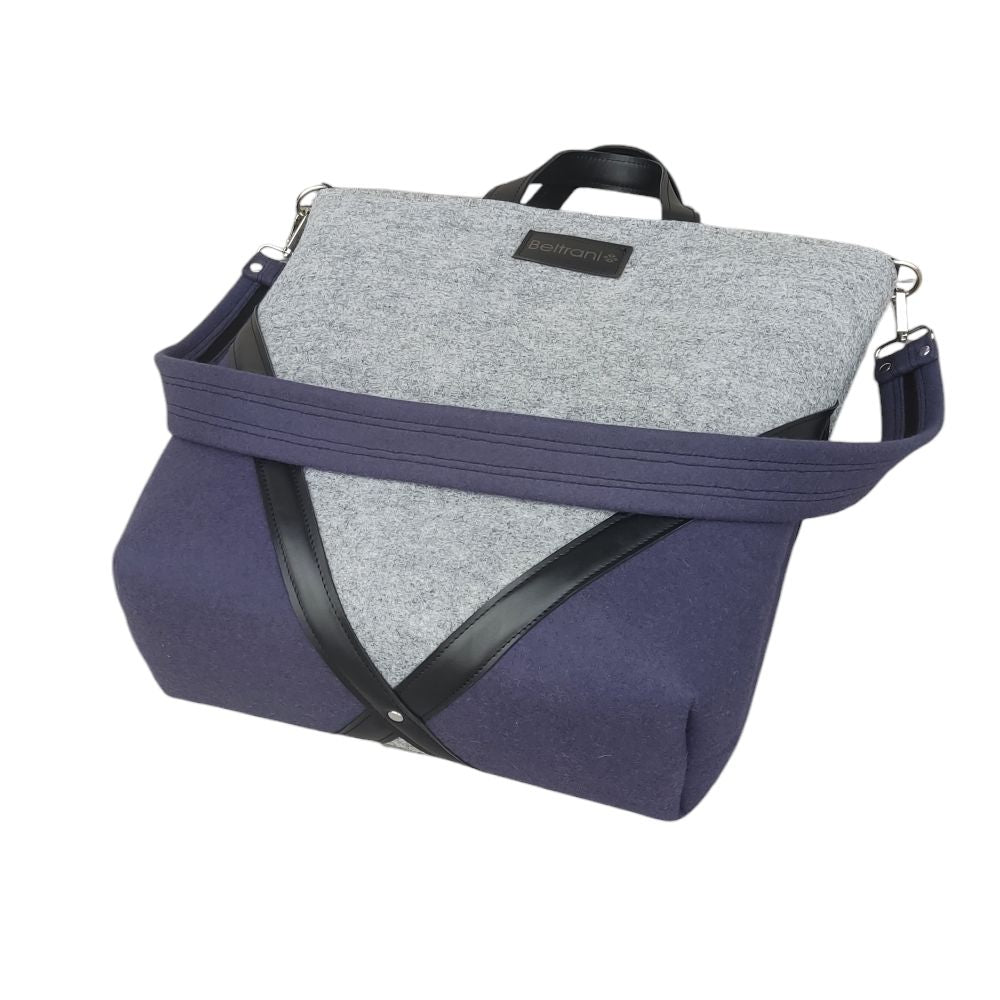 Sac à main élégant - feutre de laine - gris bleu marine