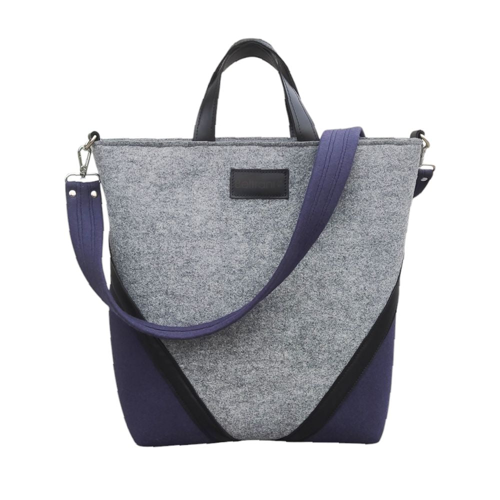 Sac à main élégant - feutre de laine - gris bleu marine