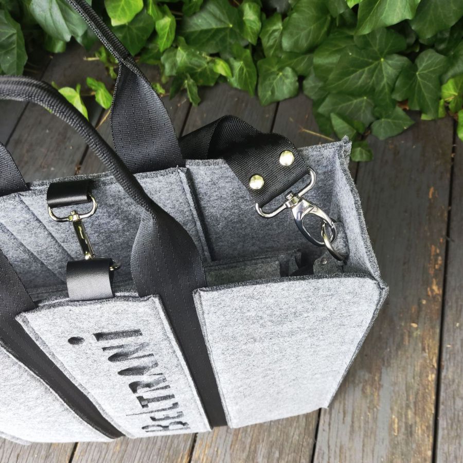 Sac en feutre XXL avec organiseur - Gris - 2 en 1