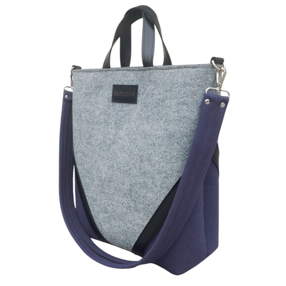 Sac à main élégant - feutre de laine - gris bleu marine