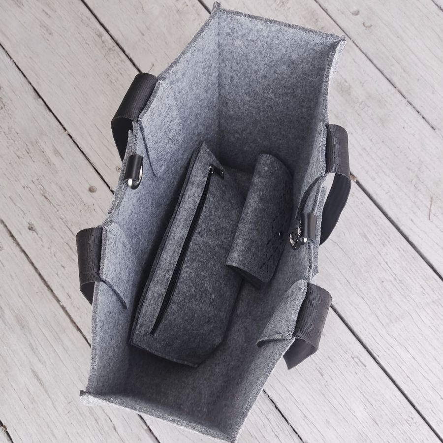 Torba Filcowa XXL z kosmetyczką i etui - szara
