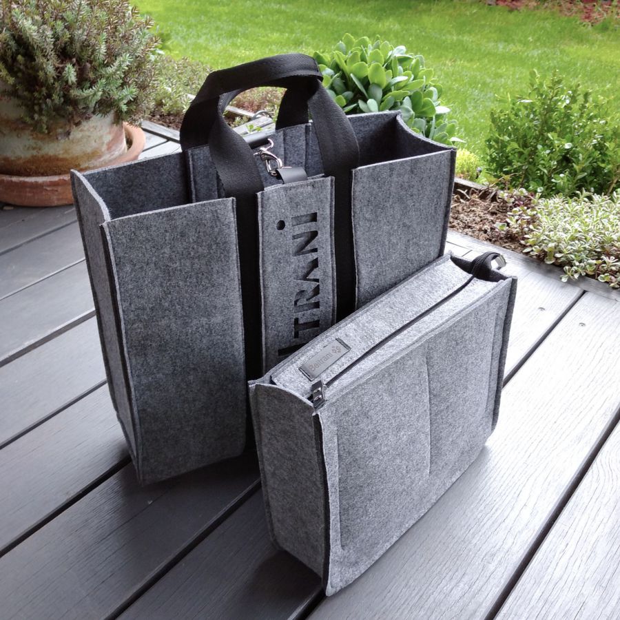 Sac en feutre XXL avec organiseur - Gris - 2 en 1