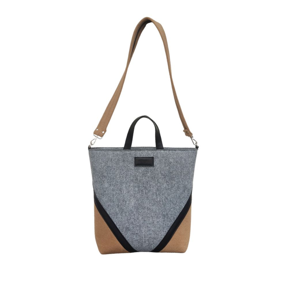 Stylish HANDBAG - felt wool - gray-beige