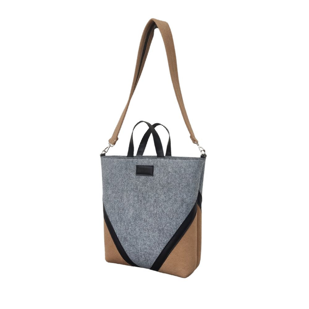 Stylish HANDBAG - felt wool - gray-beige