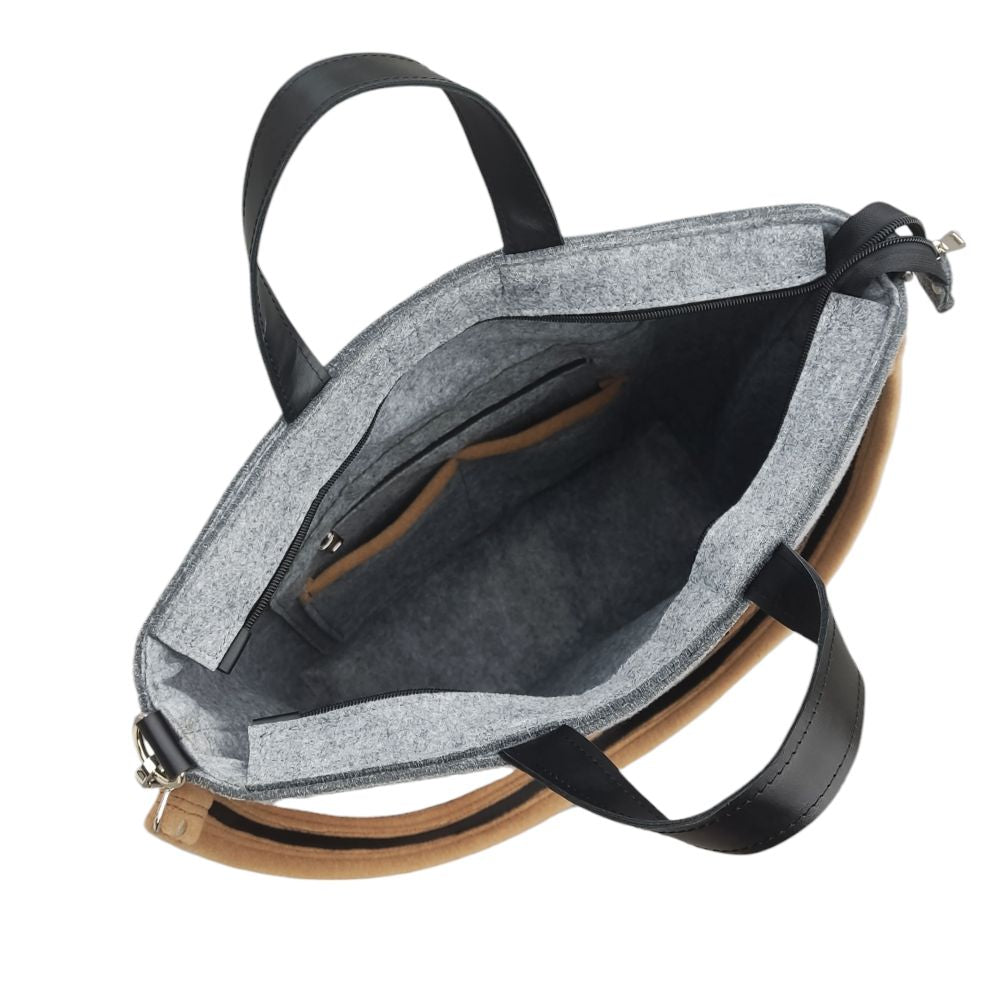 Stylish HANDBAG - felt wool - gray-beige